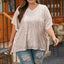 Apricot Plus Size Sequined V Neck Boxy Top