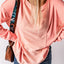 Pink Solid Color Patchwork Long Sleeve Top