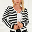 Black Contrast Striped Print Cardigan