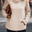 Apricot High Neck Kangaroo Pocket Quilted Sweatshirt