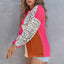 Leopard Patchwork Color Block Ribbed Long Sleeve Top