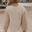 Light French Beige Lace Patch Sleeve Waffle Knit Top