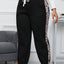 Black Plus Size Contrast Leopard Side Panel Joggers