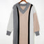 Apricot Mixed Boucl Color Block Plus Size Sweater Dress