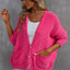 Rose Buttons Front Pocketed Sweater Cardigan