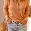 Orange Waffle Knit Henley Top