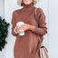 Mineral Red Turtleneck Ribbed Knit Tunic Sweater