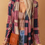 Draped Open Front Plaid Cardigan