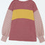 Peach Blossom Colorblock Striped Bishop Sleeve Top