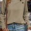 Apricot Quilted Buttoned Neckline Stand Neck Pullover Sweatshirt