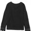 Black Ribbed Texture Lace Trim V Neck Long Sleeve Top
