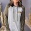 Green Striped Raglan Sleeve Buttoned Pocket Plus Size Hoodie