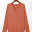 Gold Flame Plus Size Exposed Seam V Neck Long Sleeve Top