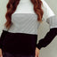 Black Striped Contrast Colorblock Knit Top