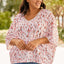 Pink Printed 3/4 Dolman Sleeve Plus Size Blouse