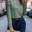 Khaki Buttoned Puff Long Sleeve Sheath Top