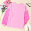 Pink Sequin Patchwork Long Sleeve Pullover Top