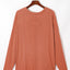 Gold Flame Plus Size Exposed Seam V Neck Long Sleeve Top