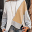 Light French Beige Colorblock Stitching Irregular Hem Long Sleeve Top