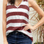 Red Striped V Neck Tank Top