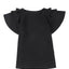 Black Plain Tiered Ruffled Short Sleeve T Shirt