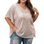 Apricot Plus Size Sequined V Neck Boxy Top