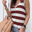 Red Striped V Neck Tank Top