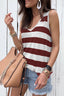 Red Striped V Neck Tank Top