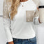 Black Sequin Patch Chest Pocket Raglan Sleeve Top