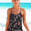 Black Floral Spaghetti Straps Strappy Back Tank Top