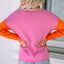 Clay Red Color Block Turtle Neck Drop Shoulder Knit Sweater