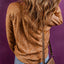 Chestnut Rib Knit Drop Shoulder Long Sleeve Henley Top