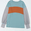 Peach Blossom Colorblock Striped Bishop Sleeve Top