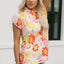 Purple Multicolor Stand Collar Flutter Sleeves Floral Top