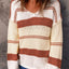 V-neck Knitted Lantern Sleeve Pullover Sweater