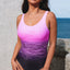 Purple Gradient Criss Cross Back One Piece Swimsuit