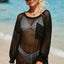 Black Fishnet Hollow-out Long Sleeve Beach Cover up