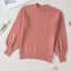 Solid Color Puffy Sleeve Pocketed Sweater