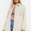 White Fringe Trim Plus Size Suede Shacket