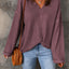 purple Waffle Knit Loose Long Sleeve Top