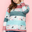 Pink Stripe Plus Size Colorblock Pullover Top