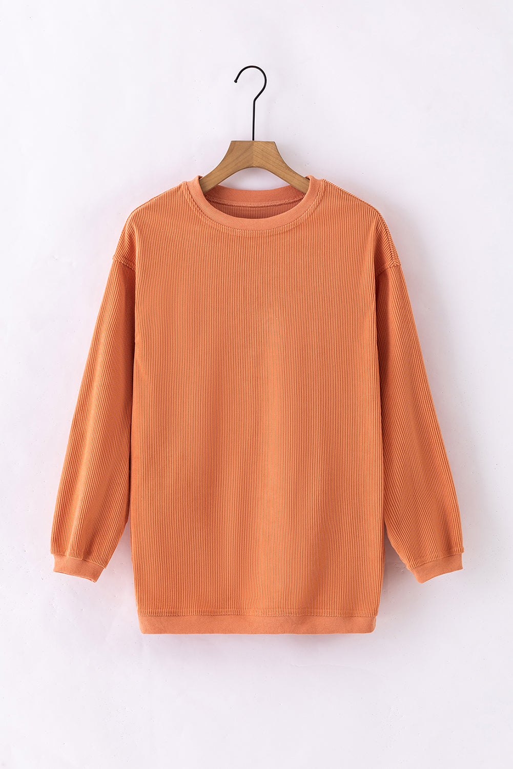 Apricot Ribbed Corded Oversized Sweatshirt