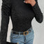 Black Gigot Sleeve Metallic Knit Slim Fit Top