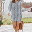 Long Sleeve Leopard Animal Print Shirt Dress