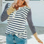 Long Sleeve Stripe Button Henley Top