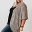 Khaki Plus Size Leopard Print Half Sleeve Open Front Cardigan