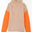 Clay Red Color Block Turtle Neck Drop Shoulder Knit Sweater