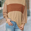 Peach Blossom Colorblock Striped Bishop Sleeve Top