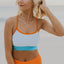 Orange Color Block Spaghetti Strap High Waist Bikini Swimsuit