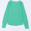 Green Trimmed Neckline Waffle Knit Henley Top